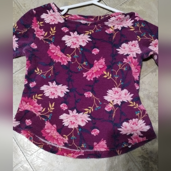 Old Navy 2t Purple Thermal Lotus Flower Floral Long Sleeve shirt Girl - Picture 8 of 12